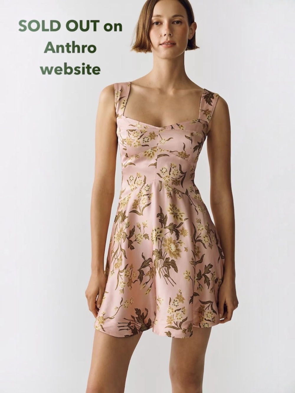 Maeve Anthropologie Pink Yellow Floral Satin Mini Dress Flowy Size Large NWT